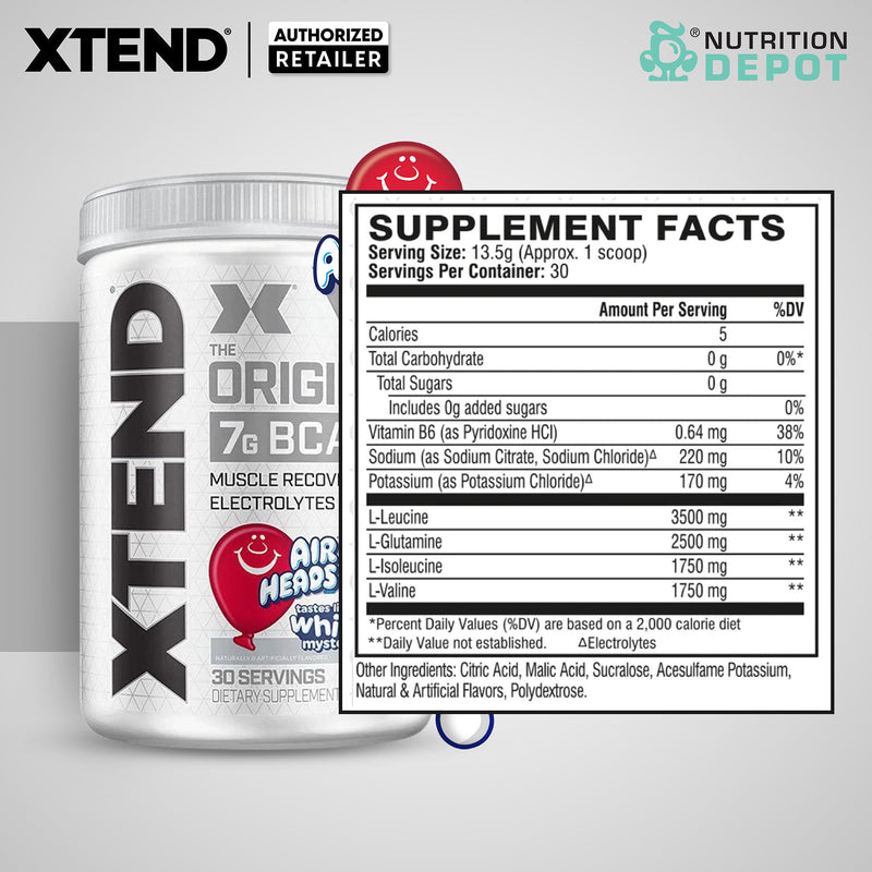 BBF31/12/2024 Scivation Xtend BCAA + Electrolytes - Air Heads White Mystery 30srv กรดอะมิโนป้องกันกล้ามเนื้อสลายตัว