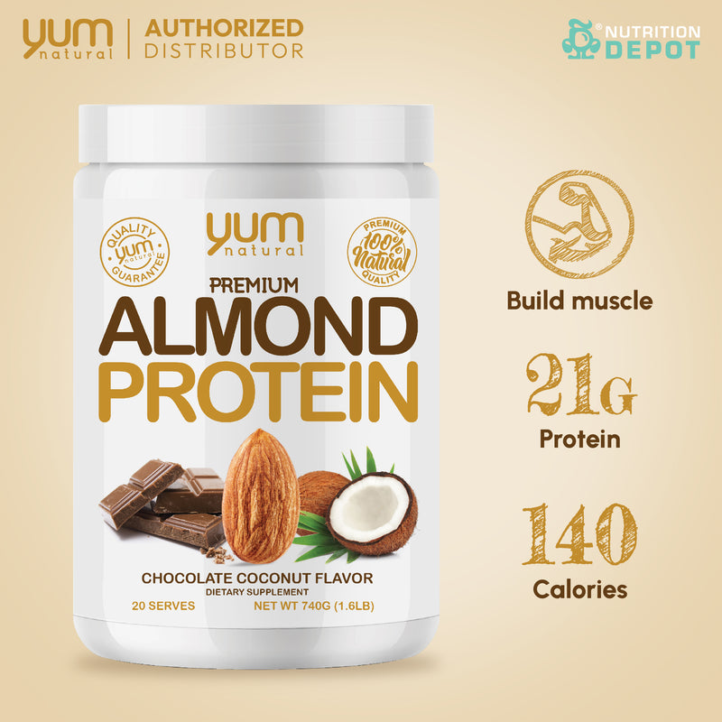Yum Natural Premium Almond Protein - Chocolate Coconut 740g โปรตีนจากอัลมอนด์