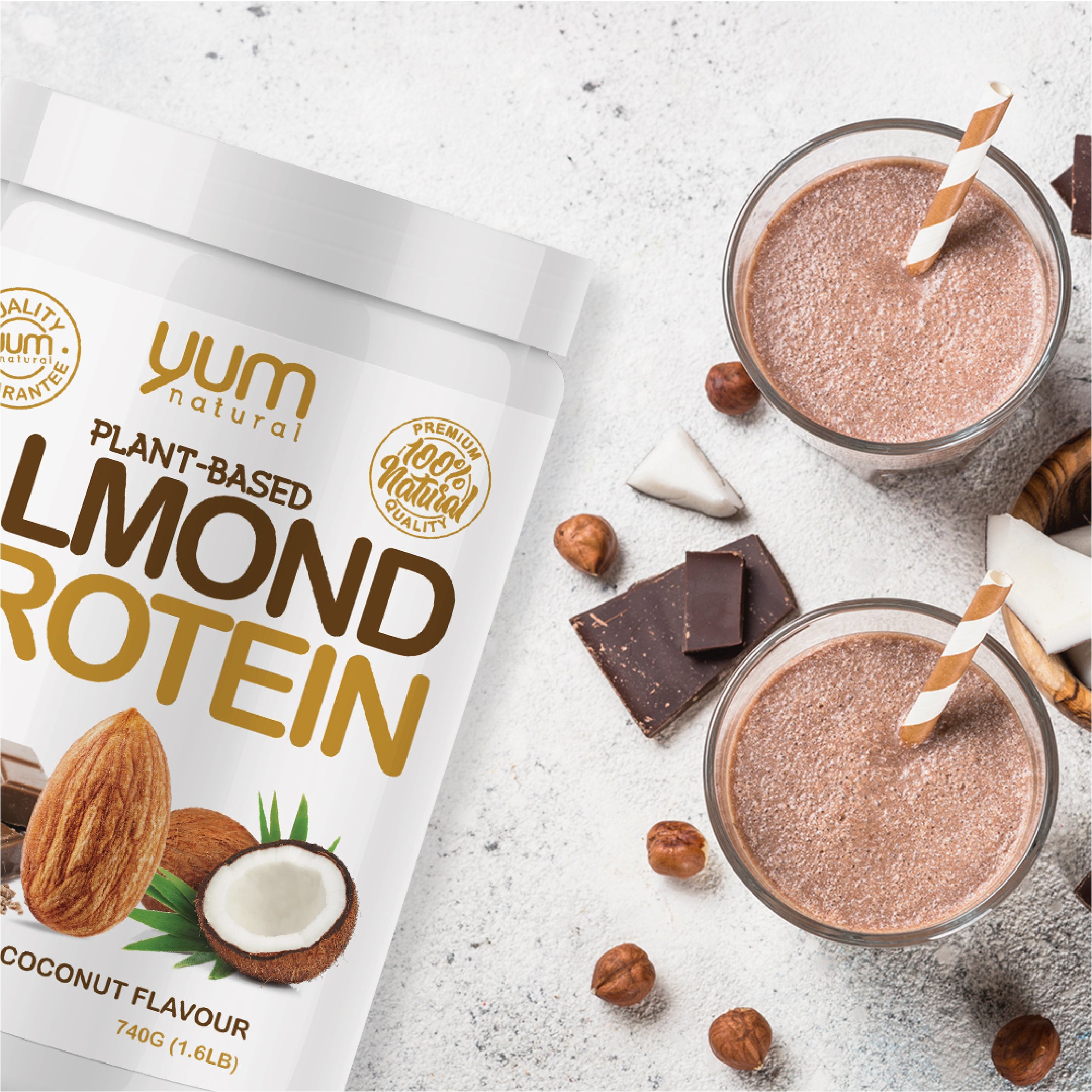 Yum Natural Premium Almond Protein - Vanilla 740g โปรตีนจากอัลมอนด์