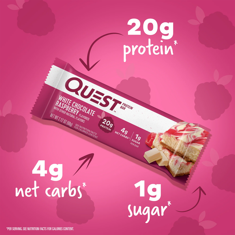 Quest Protein Bar - White Chocolate Raspberry 1 Box (12 Bars)