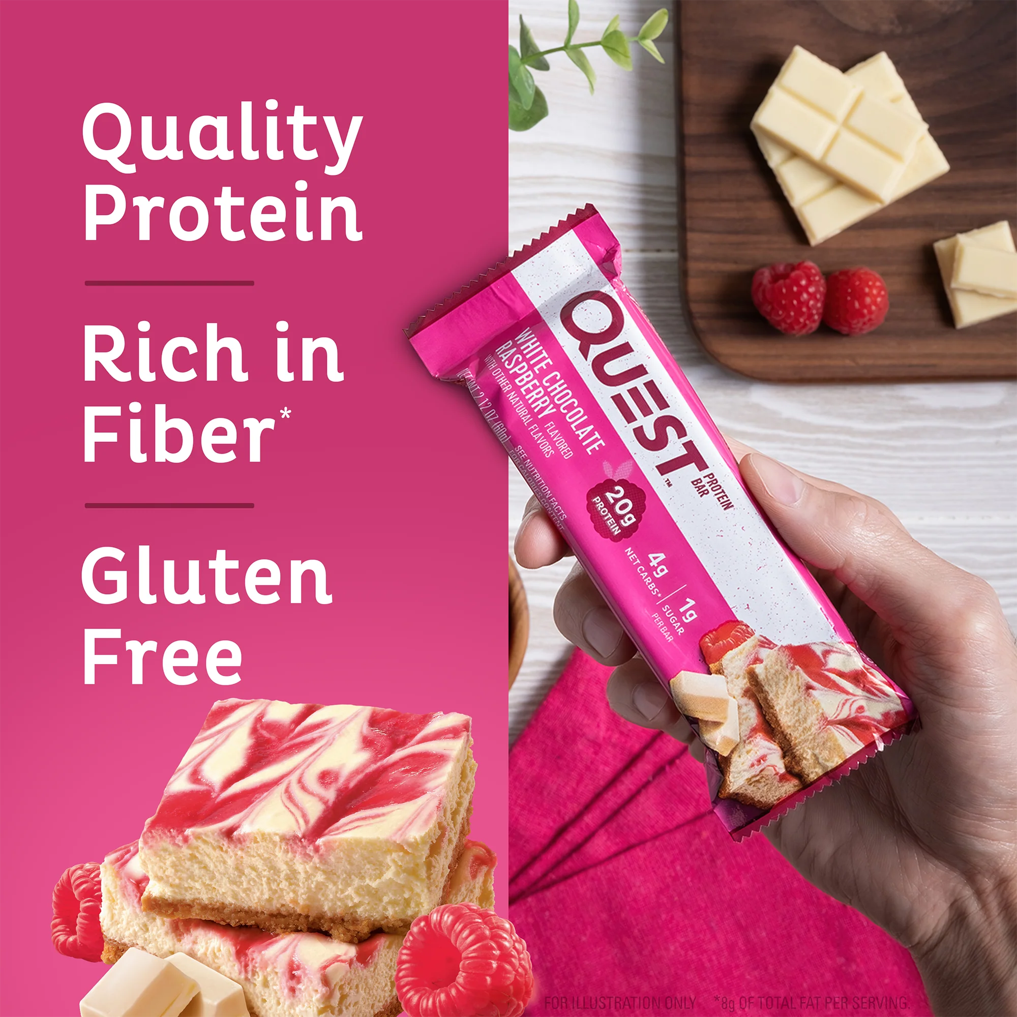 Quest Protein Bar - White Chocolate Raspberry 3 Bars