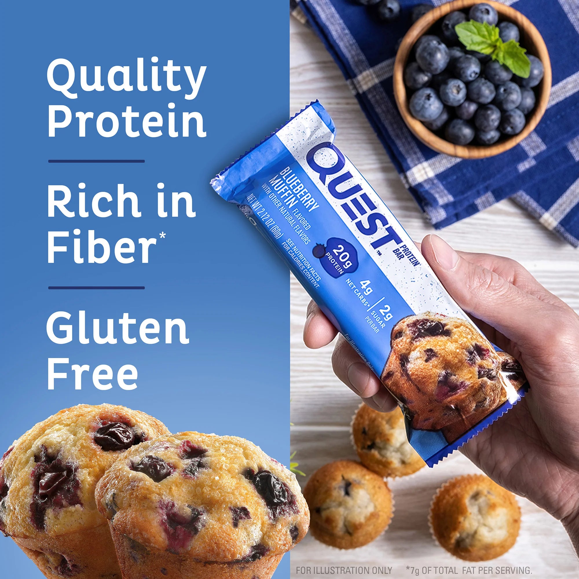 Quest Protein Bar - Blueberry Muffin 1 Box (12 Bars)