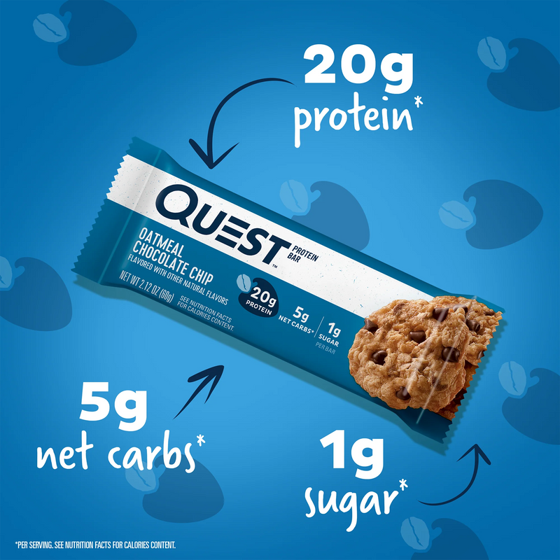 Quest Protein Bar - Oatmeal Chocolate Chip 1 Box (12 Bars)