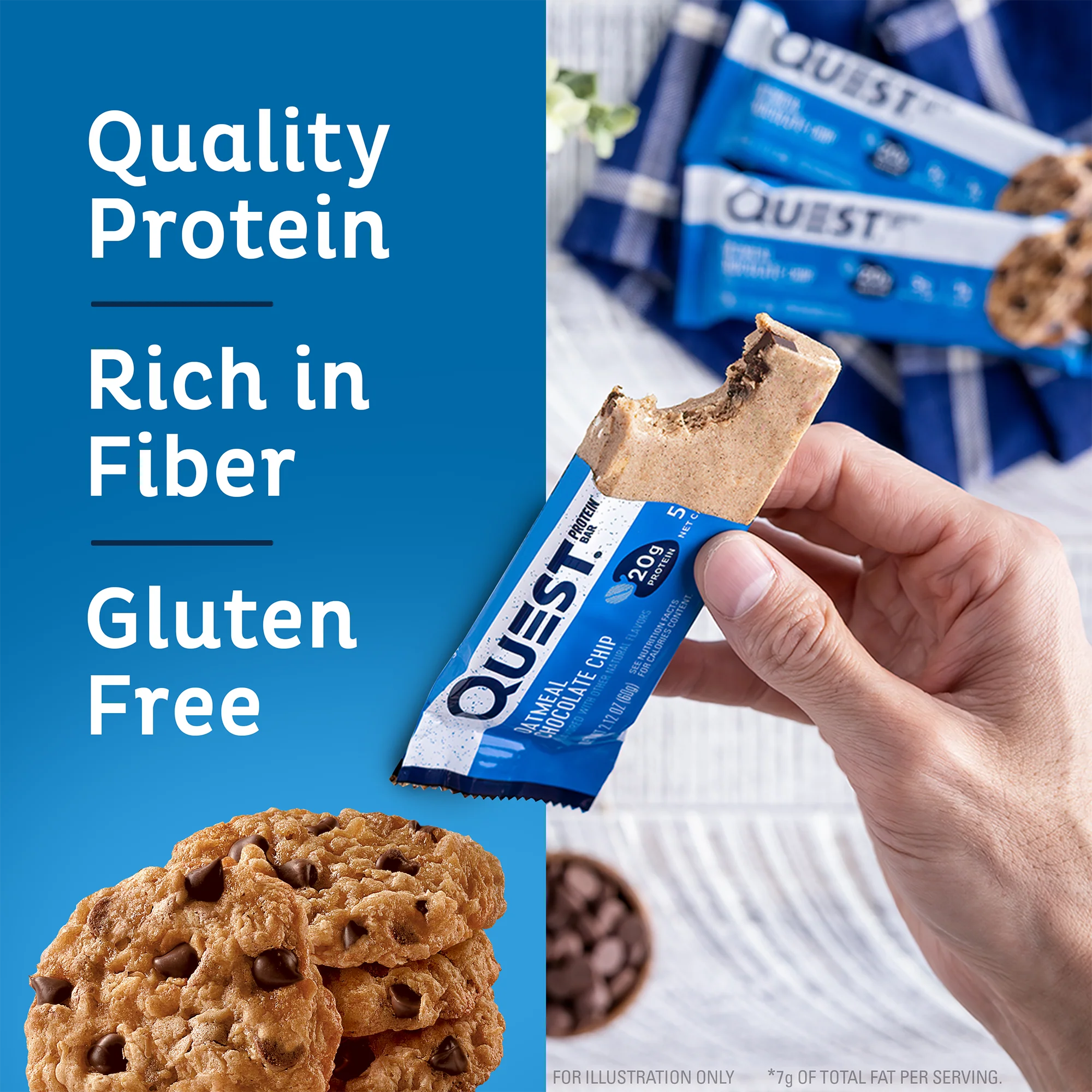 Quest Protein Bar - Oatmeal Chocolate Chip 3 Bars