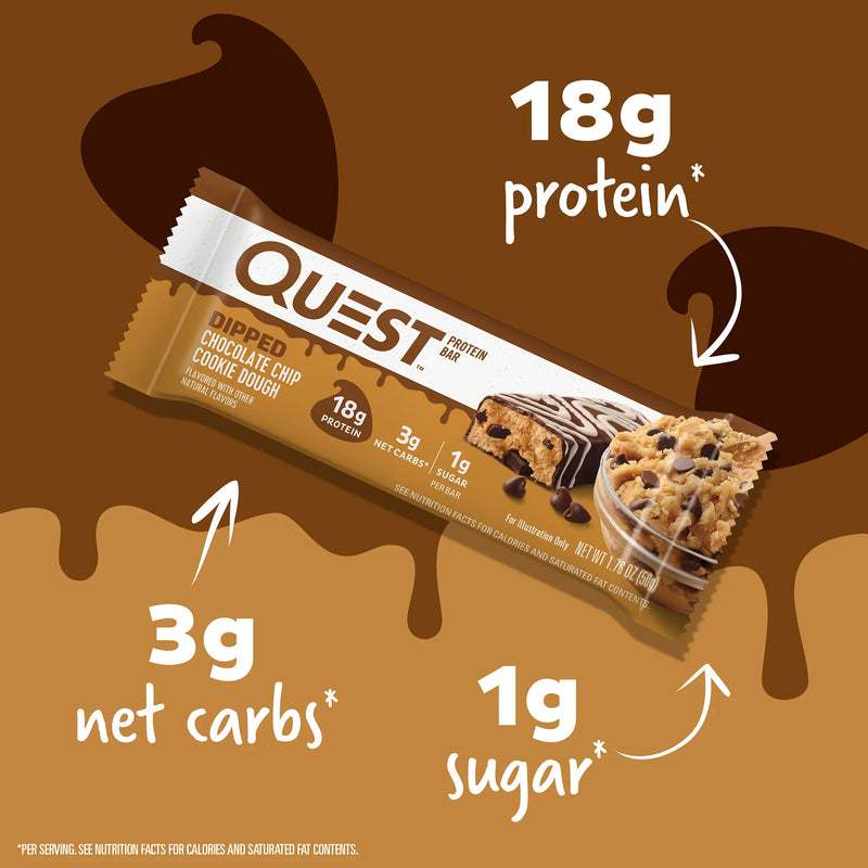 โปรตีนบาร์ Quest Protein Bar - Dipped Choc Chip Cookie Dough 1 Box (12 Bars)