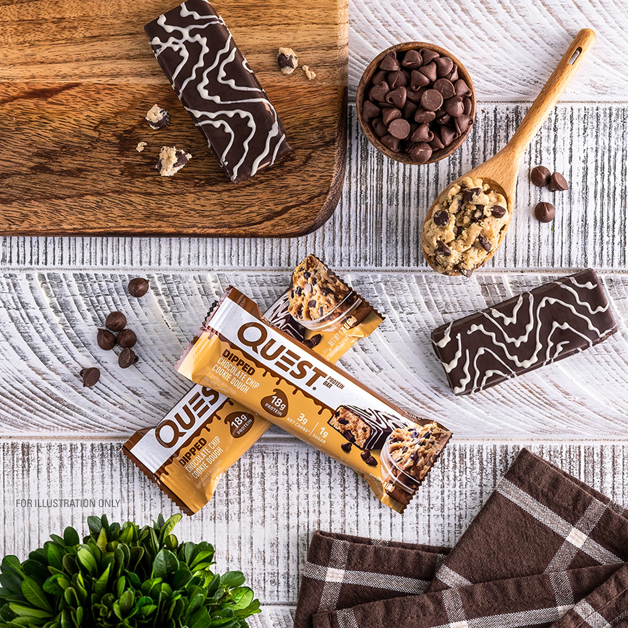 โปรตีนบาร์ Quest Protein Bar - Dipped Choc Chip Cookie Dough 1 Box (12 Bars)