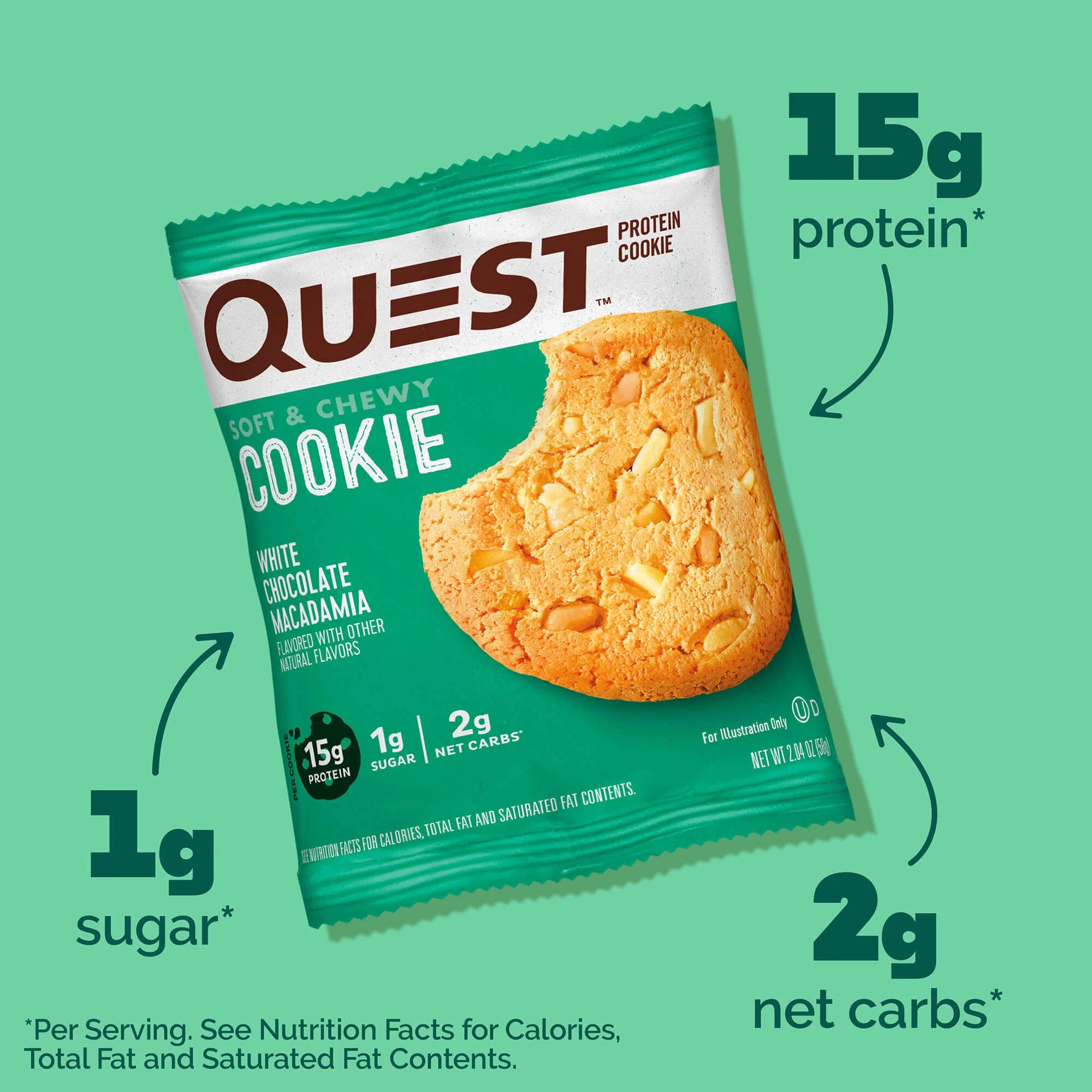 โปรตีนคุกกี้ Quest Protein Cookie White Chocolate Macadamia 1 Box (12 Pieces)