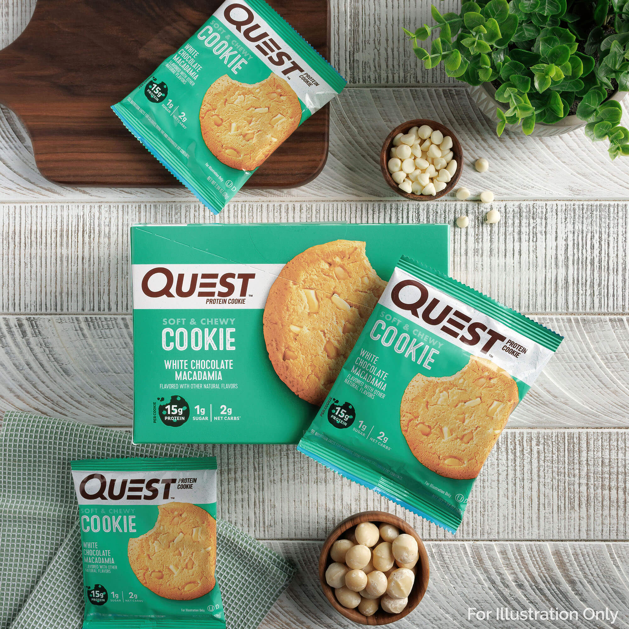 โปรตีนคุกกี้ Quest Protein Cookie White Chocolate Macadamia 1 Box (12 Pieces)