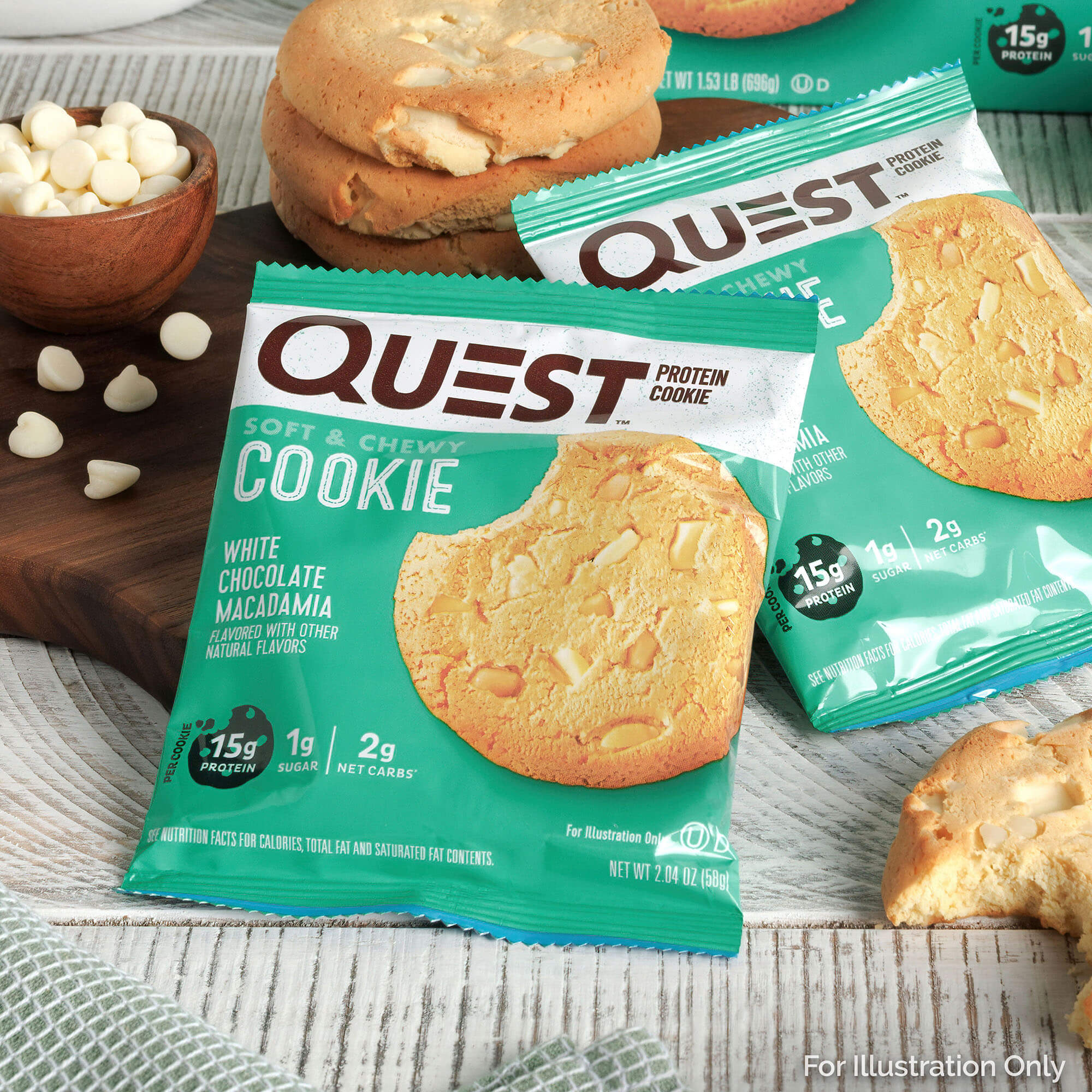 โปรตีนคุกกี้ Quest Protein Cookie White Chocolate Macadamia 1 Box (12 Pieces)