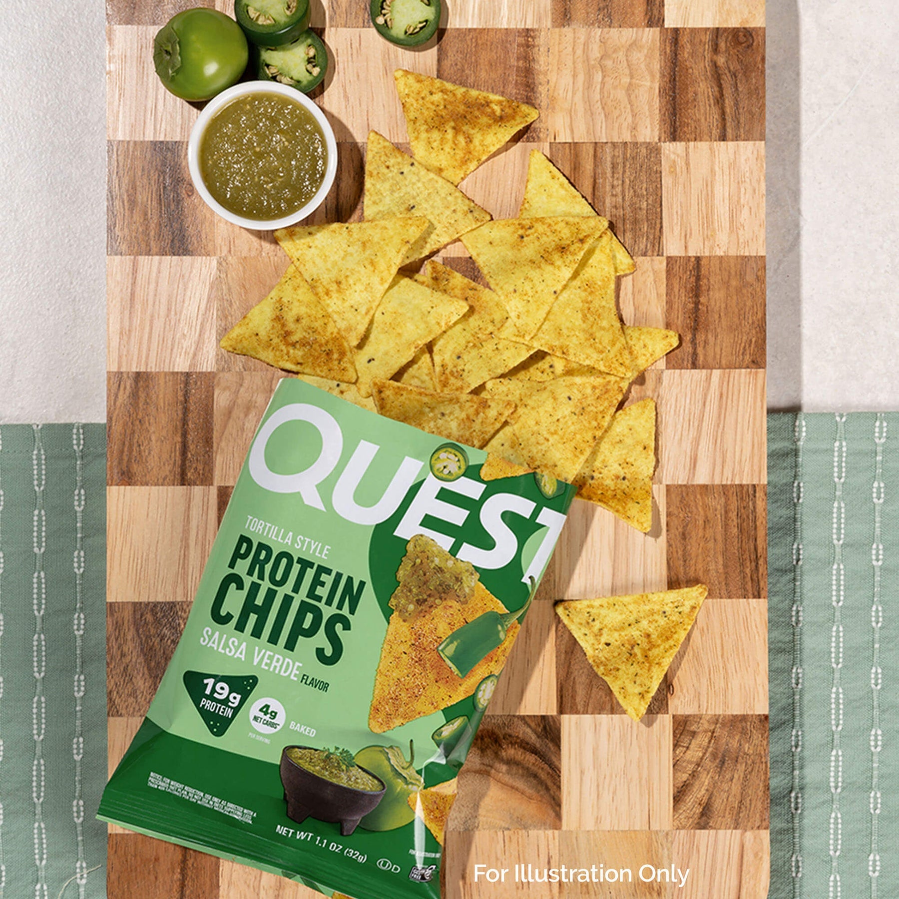 Quest Protein Chips Tortilla Style - Salsa Verde(5 Bag) ขนมโปรตีนอบกรอบ