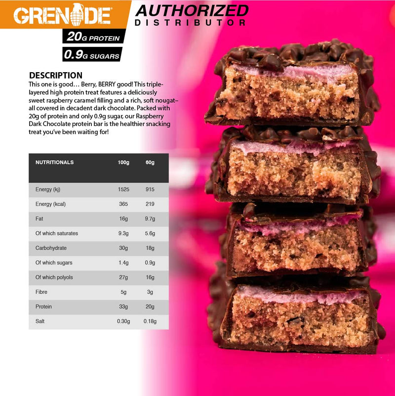 Grenade Carb Killa Protein Bar 1 Bar - Dark Chocolate Raspberry โปรตีนบาร์ ขนมคลีน