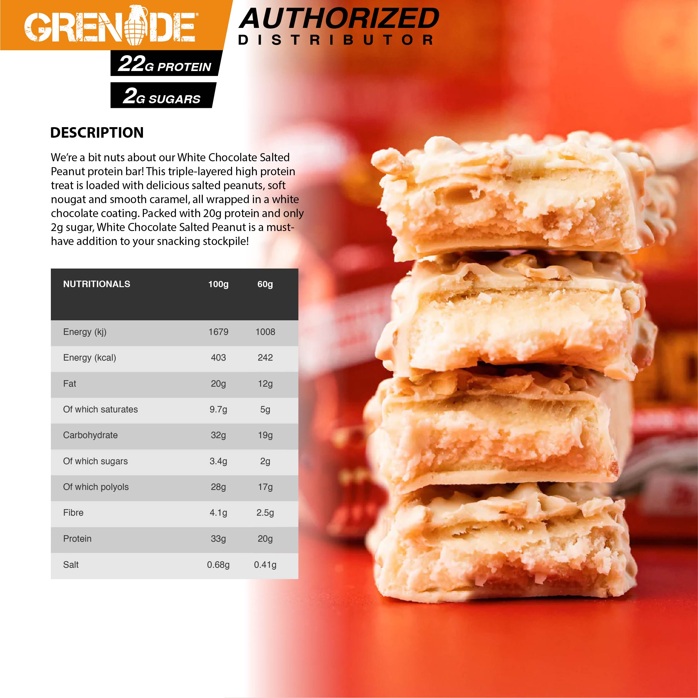 Grenade Carb Killa Protein Bar - White Chocolate Salted Peanut 1 Box (12 Bars)