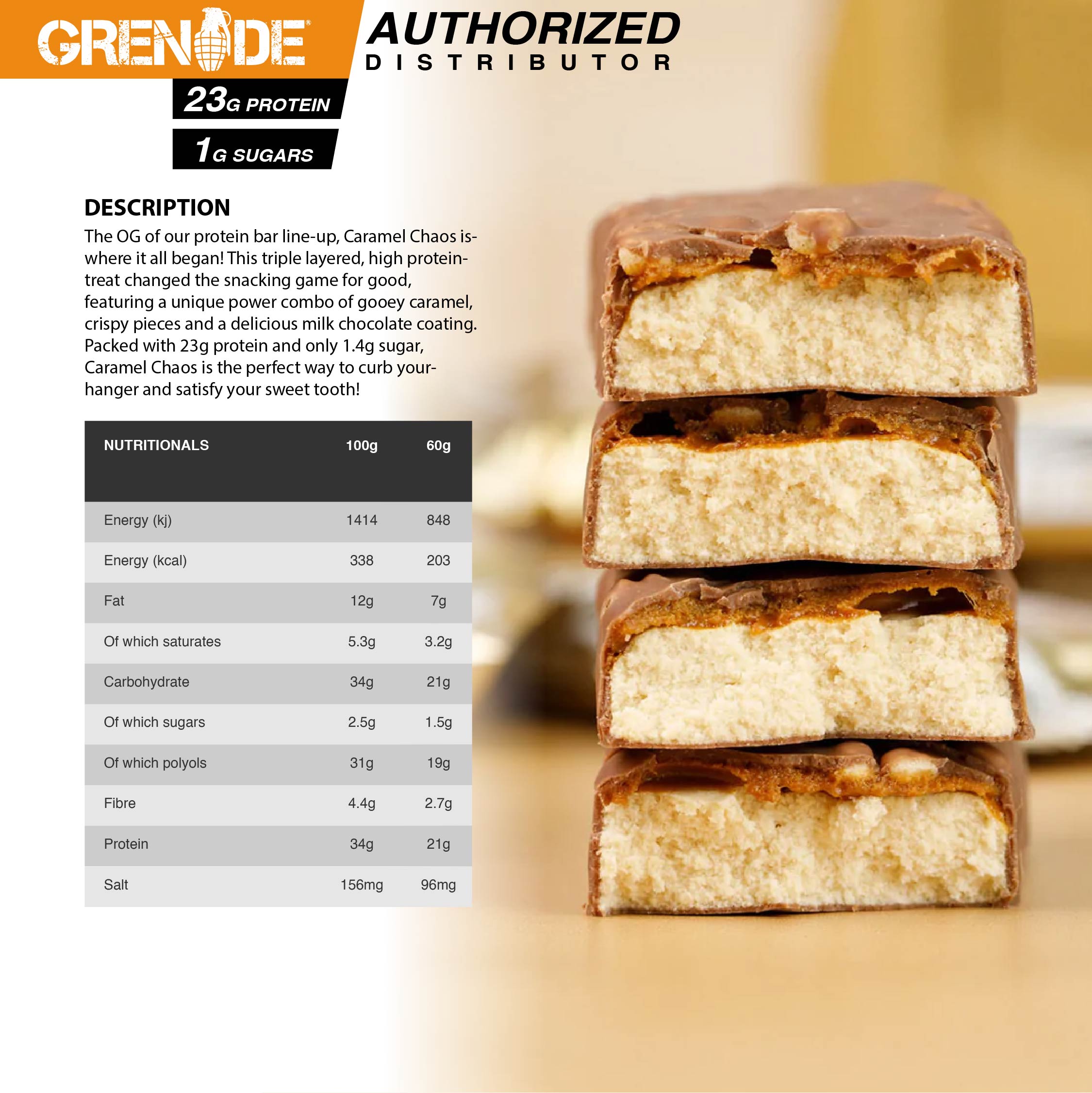 Grenade Carb Killa Protein Bar - Caramel Chaos 1 Box (12 Bars)