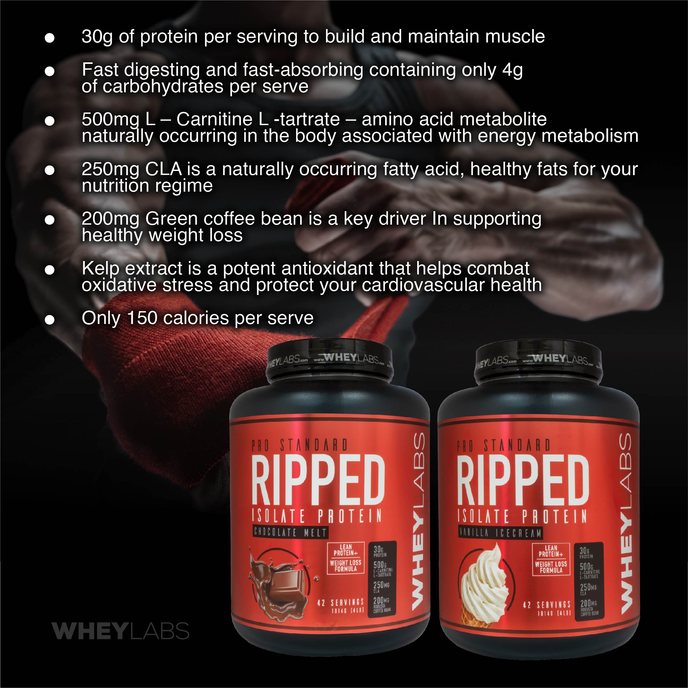 Whey Labs Ripped Isolate Whey Protein 4lbs - Chocolate Melt เวย์โปรตีนลดไขมัน เสริมสร้างกล้ามเนื้อ