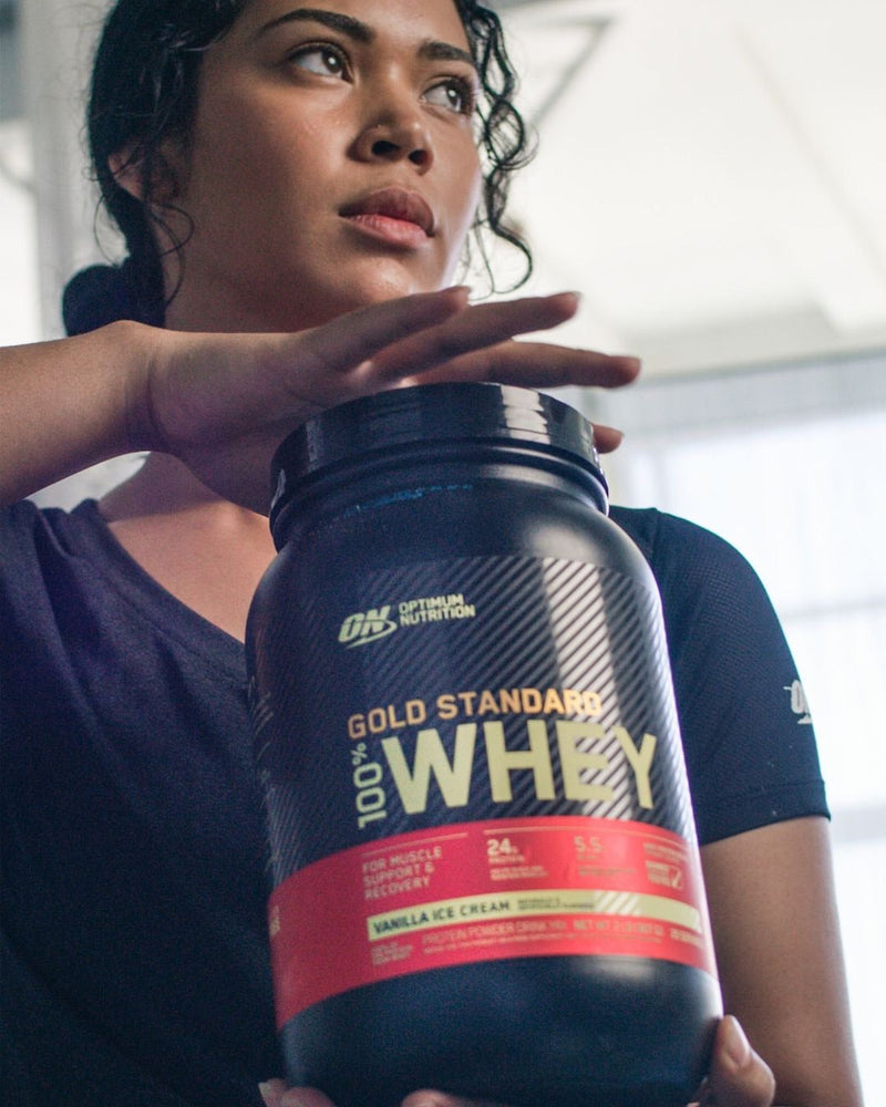 Optimum Nutrition Gold Standard 100% Whey 2 lb - Delicious strawberry เวย์โปรตีนเพิ่มกล้ามเนื้อ