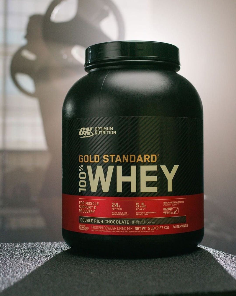 Optimum Nutrition Gold Standard 100% Whey 5 lb - Delicious Strawberry เวย์โปรตีนเพิ่มกล้ามเนื้อ