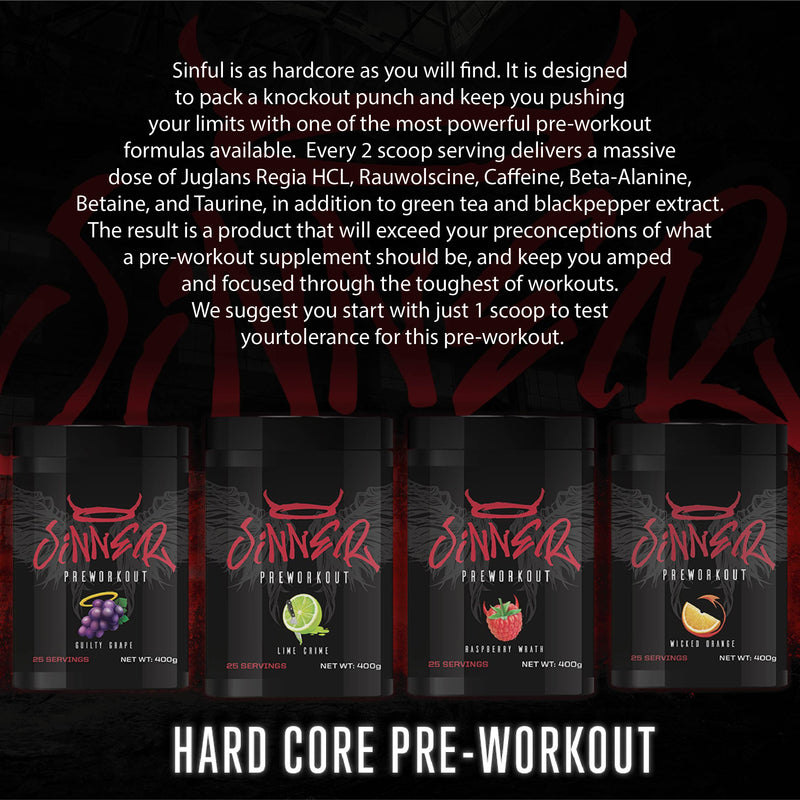 Sinner Pre-Workout - Guilty Grape 320g กรดอะมิโนเพื่มแรงในการออกกำลังกาย