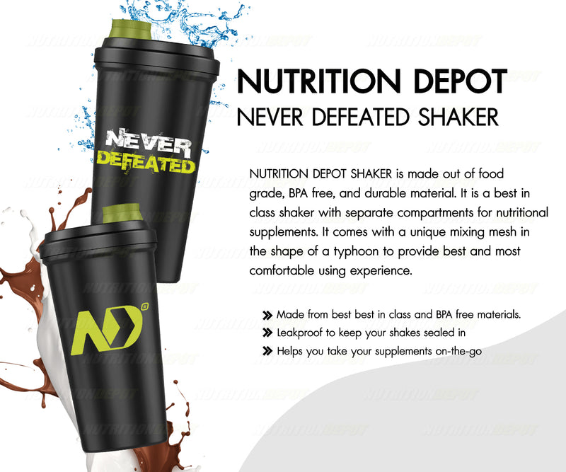 ND Never Defeated Shaker 700 ml - Black