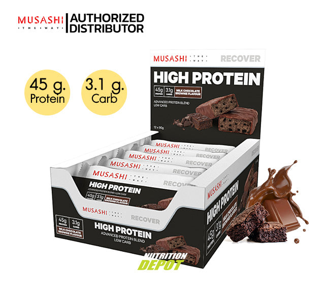 Musashi P45 Protein Bar Milk Chocolate Brownie 1 Box (12Bars)