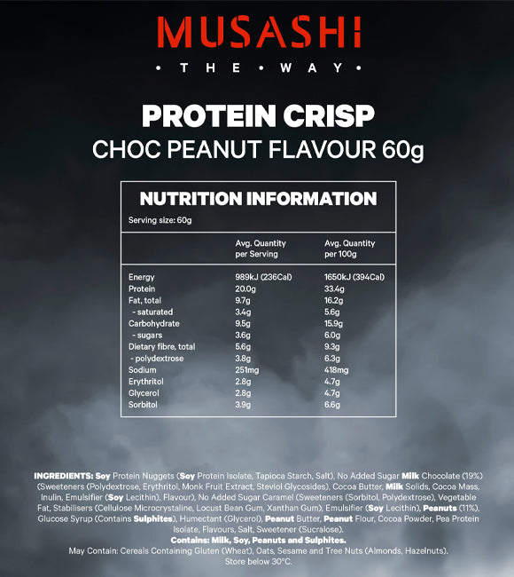 Musashi Protein Crisp - Choc Peanut 1 Box (12 Bars)