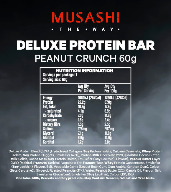 Musashi Deluxe High Protein Bar - Peanut Crunch 1 Box (12 Bars)