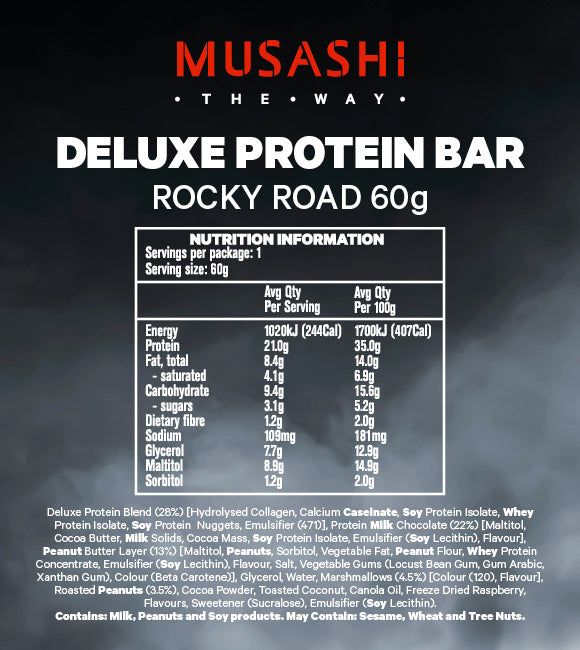Musashi Deluxe High Protein Bar - Rocky Road 1 Box (12 Bars)